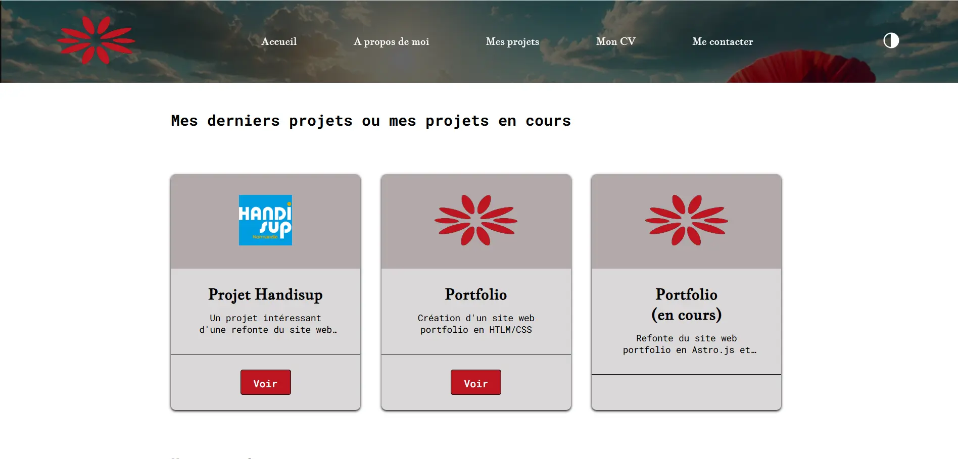 page projet portfolio